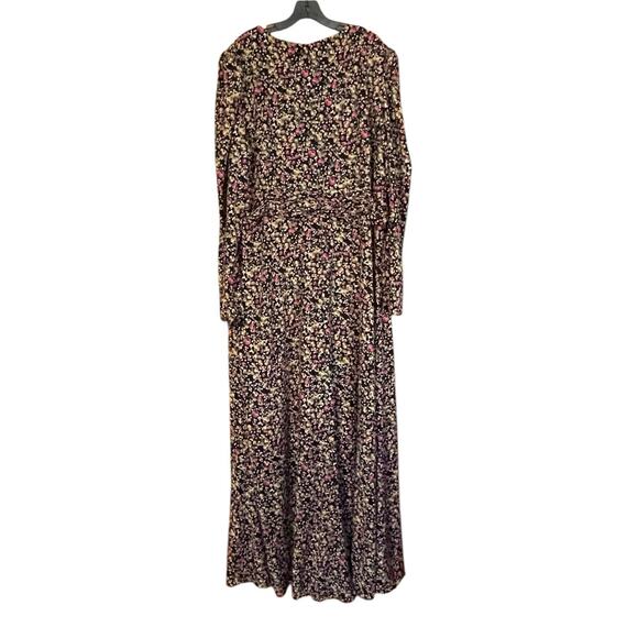 Mac Duggal NWT Style 26916 Size 22 Black Floral Multicolor Long Sleeve Gown - Picture 6 of 9